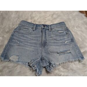 Sneak Peek High Rise 90's Shorts‎ Distressed Denim  Frayed Hem Light NWT Sz Sm